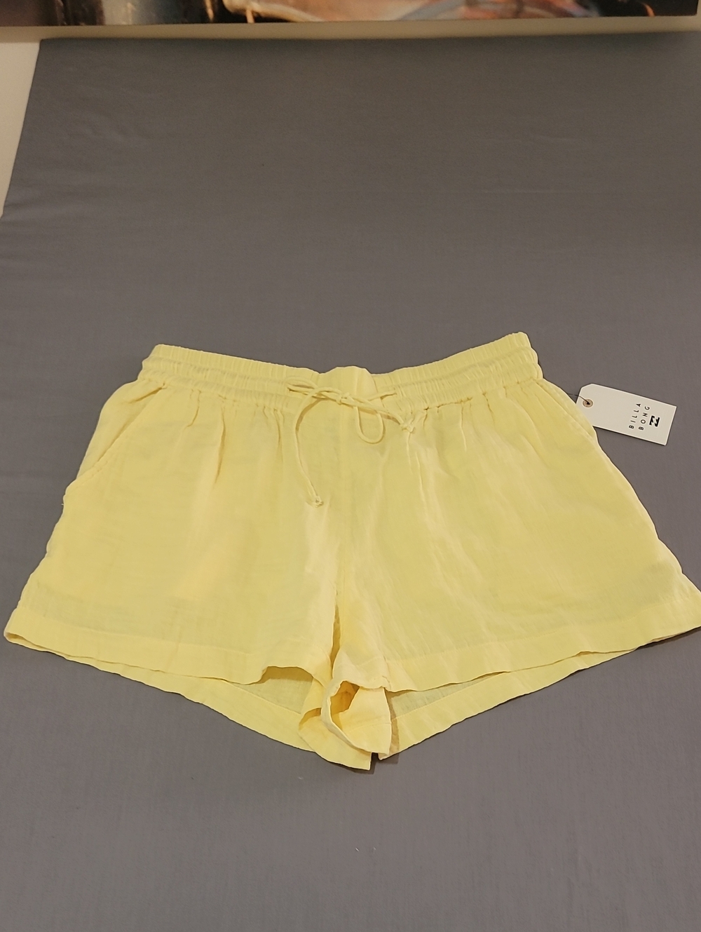 Billabong Yellow High-Waist Drawstring Shorts